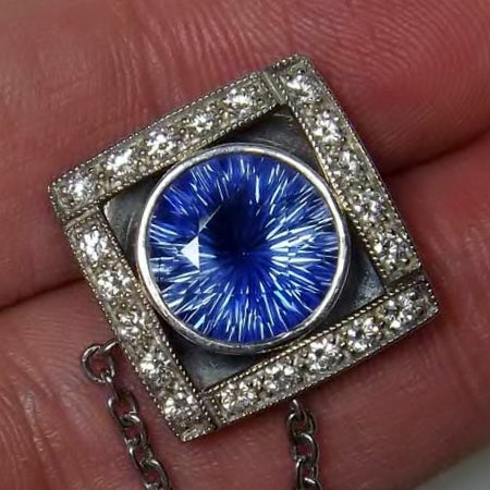 AGL Certified! UNHEATED Burmese Sapphire Platinum Diamond Pendant 5.20 ct! GL