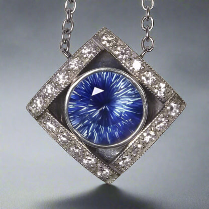 AGL Certified! UNHEATED Burmese Sapphire Platinum Diamond Pendant 5.20 ct! GL