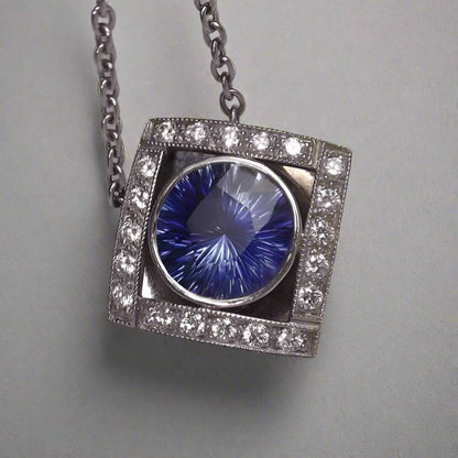 AGL Certified! UNHEATED Burmese Sapphire Platinum Diamond Pendant 5.20 ct! GL