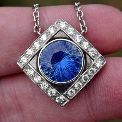 AGL Certified! UNHEATED Burmese Sapphire Platinum Diamond Pendant 5.20 ct! GL