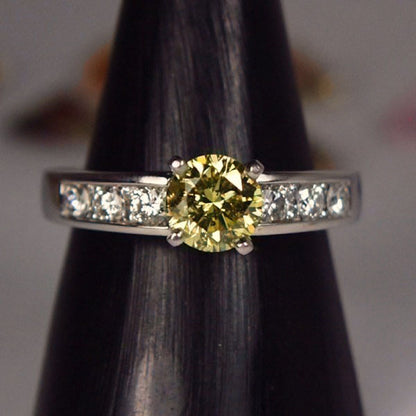 GIA! Natural 1.14 ct Fancy Deep Yellow Diamond Platinum Ring