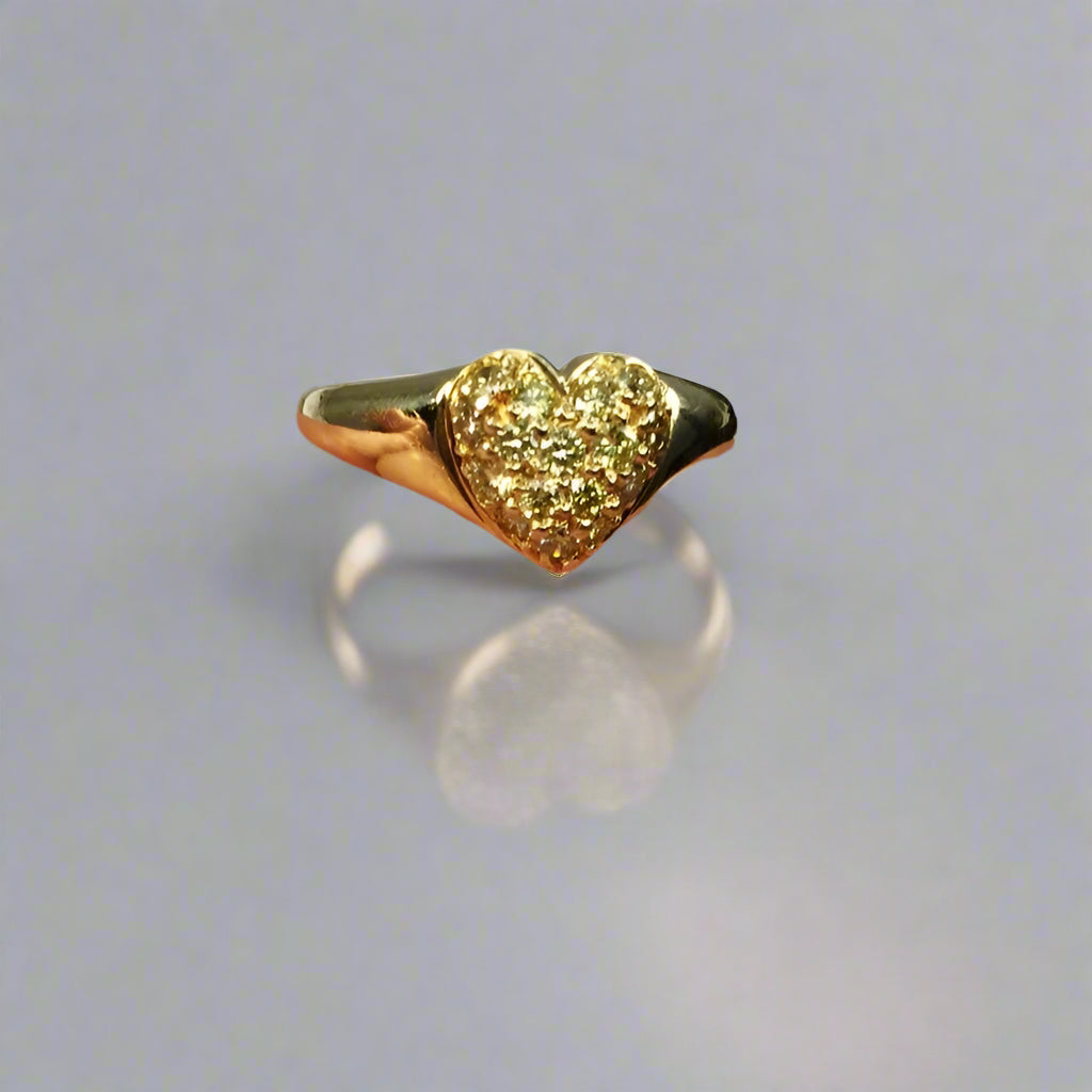 Natural Fancy Yellow Diamonds 18 Karat Heart Ring