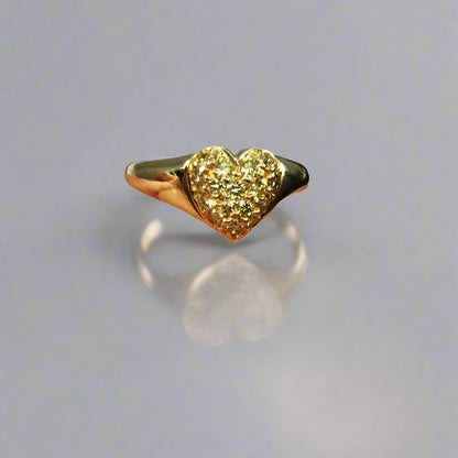 Natural Fancy Yellow Diamonds 18 Karat Heart Ring