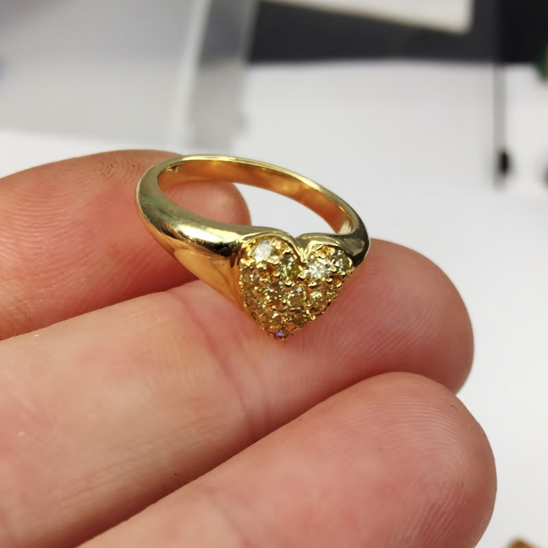 Natural Fancy Yellow Diamonds 18 Karat Heart Ring