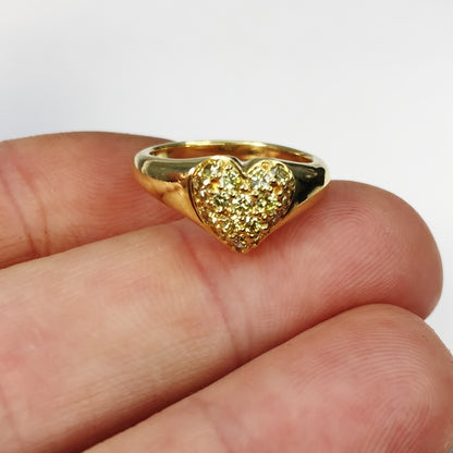 Natural Fancy Yellow Diamonds 18 Karat Heart Ring