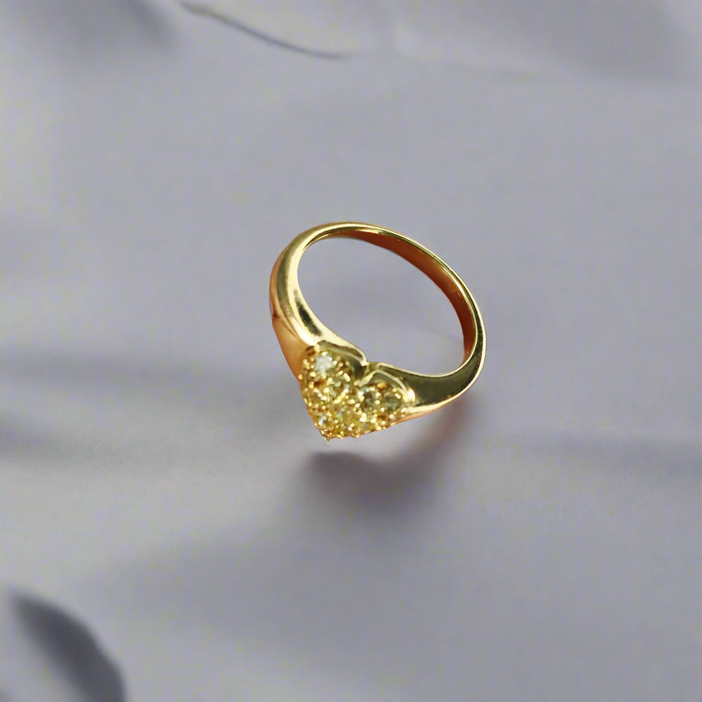 Natural Fancy Yellow Diamonds 18 Karat Heart Ring