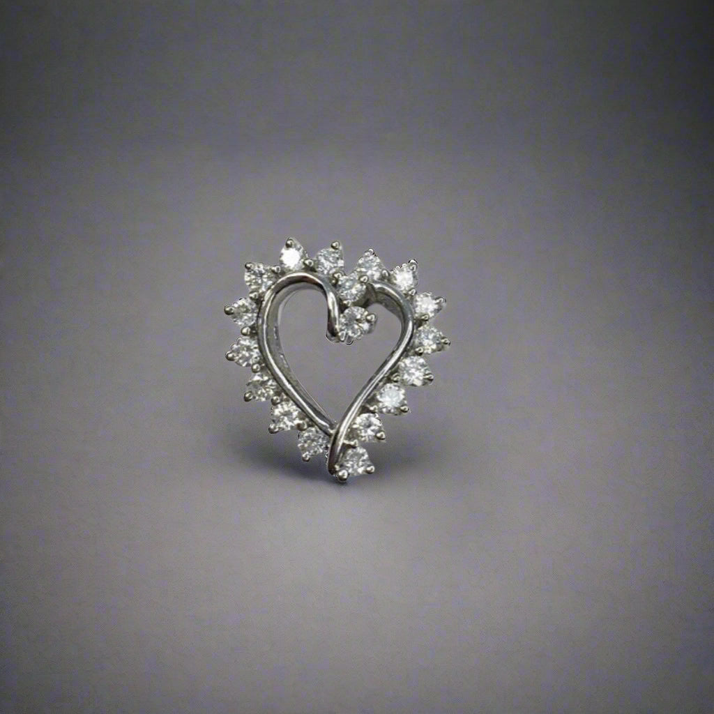 Heart Shape 14 Karat White Gold Diamond Pendant 0.50 ct