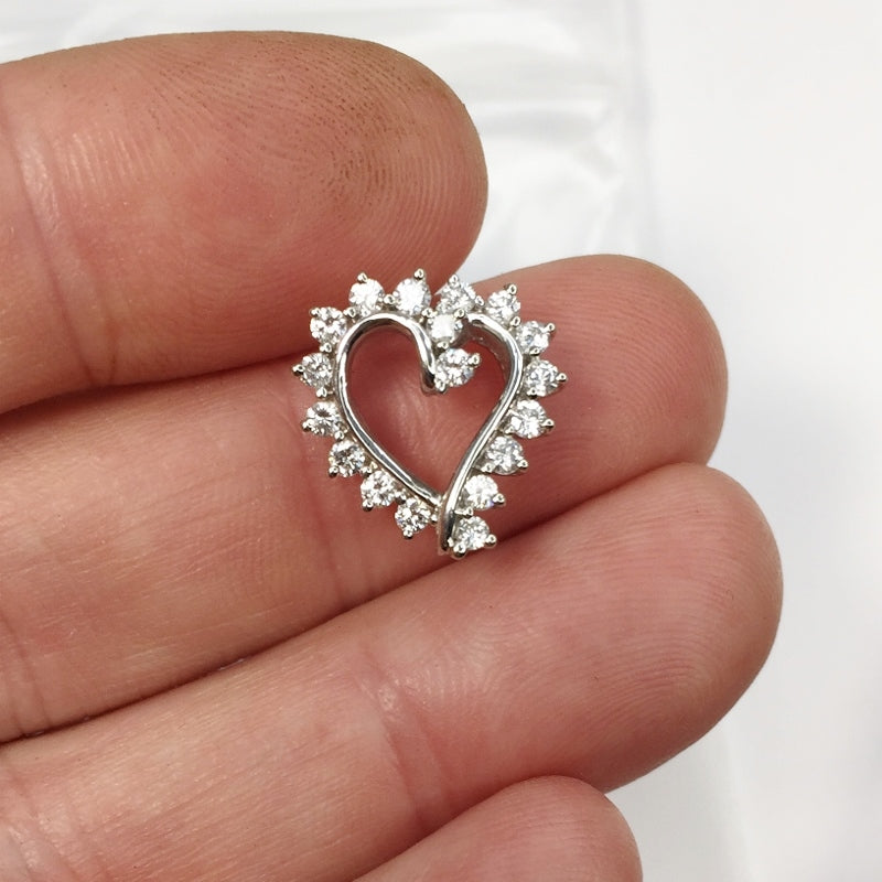 Heart Shape 14 Karat White Gold Diamond Pendant 0.50 ct