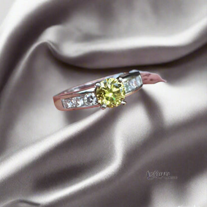 GIA! Natural 1.14 ct Fancy Deep Yellow Diamond Platinum Ring