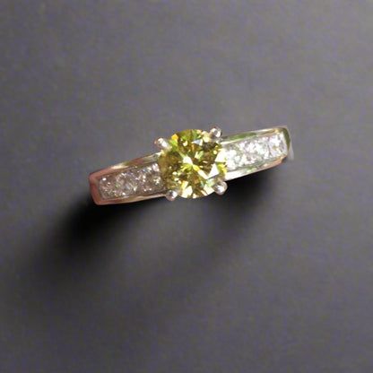 GIA! Natural 1.14 ct Fancy Deep Yellow Diamond Platinum Ring