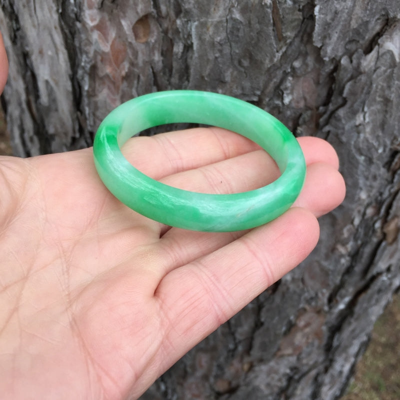 Apple Green Type B Burmese Jadeite Bangle 44.2 grams