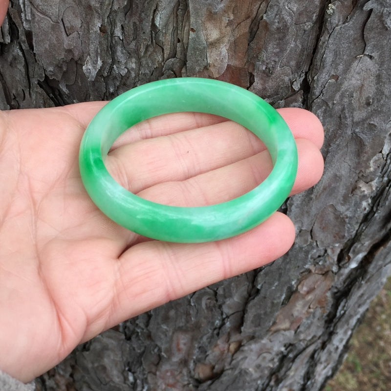 Apple Green Type B Burmese Jadeite Bangle 44.2 grams