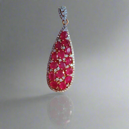 Natural Burmese Ruby & Diamond Pendant 14 kt