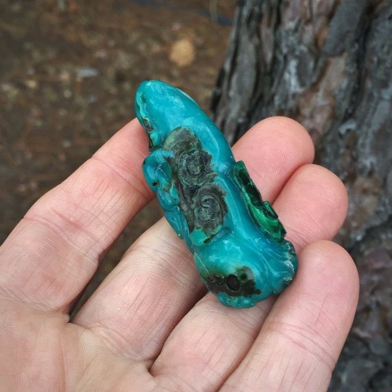 Old Stock! Gel Gem Silica Chrysocolla Carving Arizona 28.5 grams