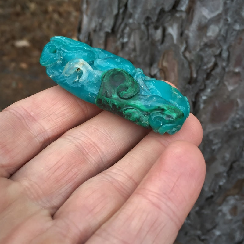 Old Stock! Gel Gem Silica Chrysocolla Carving Arizona 28.5 grams