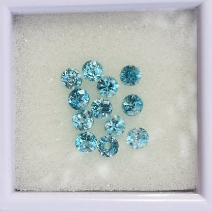 Brilliant Natural Blue Zircon 4 mm Lot Cambodia 5.08 Carats