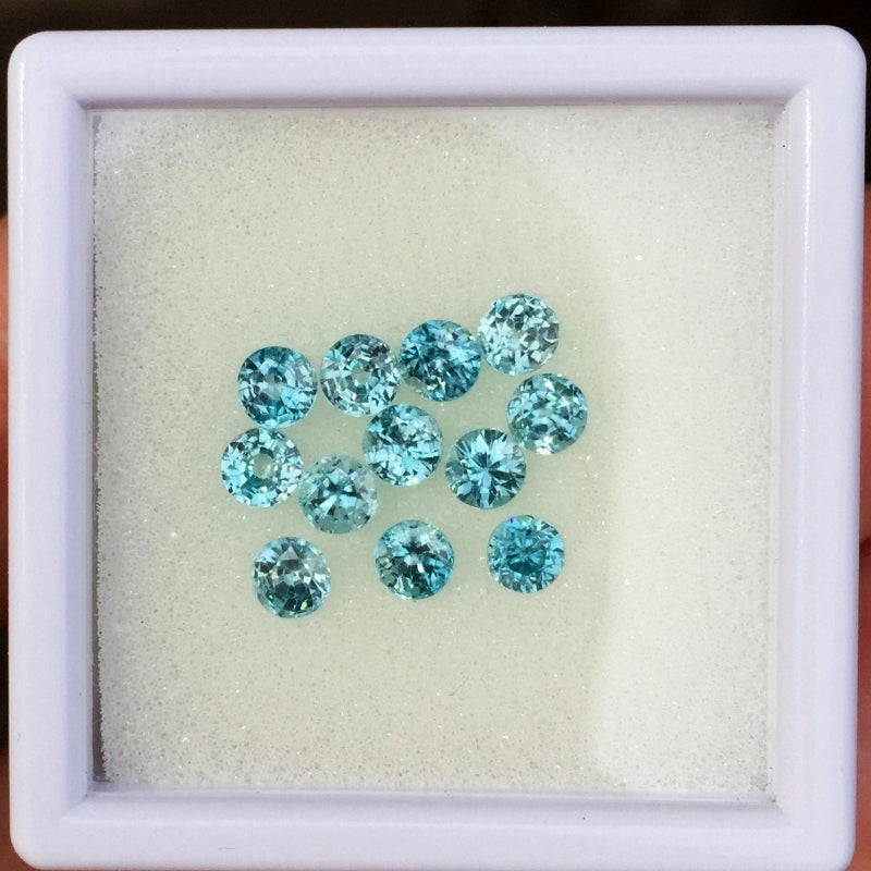 Brilliant Natural Blue Zircon 4 mm Lot Cambodia 5.08 Carats