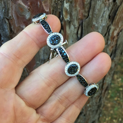 Quality 14kt White Gold Black & White Diamond Bracelet 8 Carats