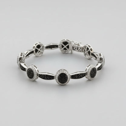 Quality 14kt White Gold Black & White Diamond Bracelet 8 Carats