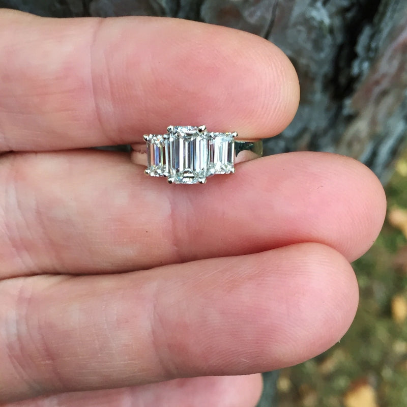 Superb Quality! Emerald Cut Natural Diamond Platinum Ring 2.25 Carats