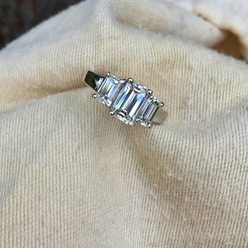 Superb Quality! Emerald Cut Natural Diamond Platinum Ring 2.25 Carats