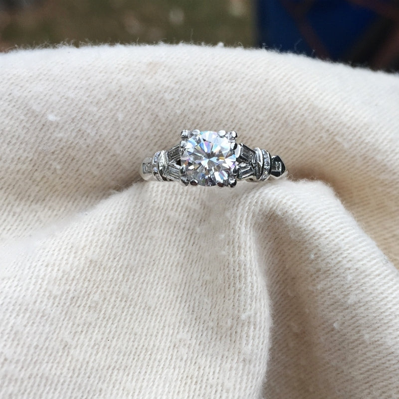 Quality! Platinum Trans Euro Cut Natural Diamond Ring 1.0 Carat