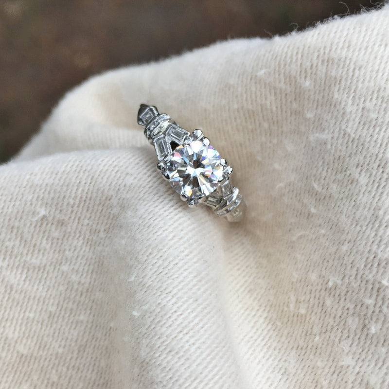 Quality! Platinum Trans Euro Cut Natural Diamond Ring 1.0 Carat