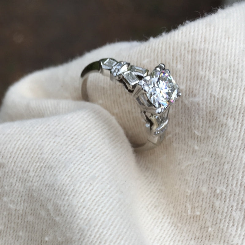 Quality! Platinum Trans Euro Cut Natural Diamond Ring 1.0 Carat