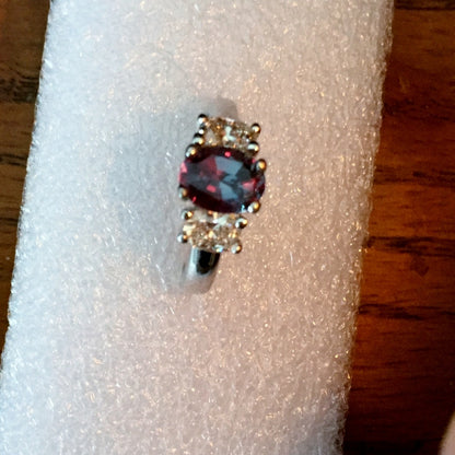 GIA Certified Natural 1.66 Carat Alexandrite Diamond Ring 14kt