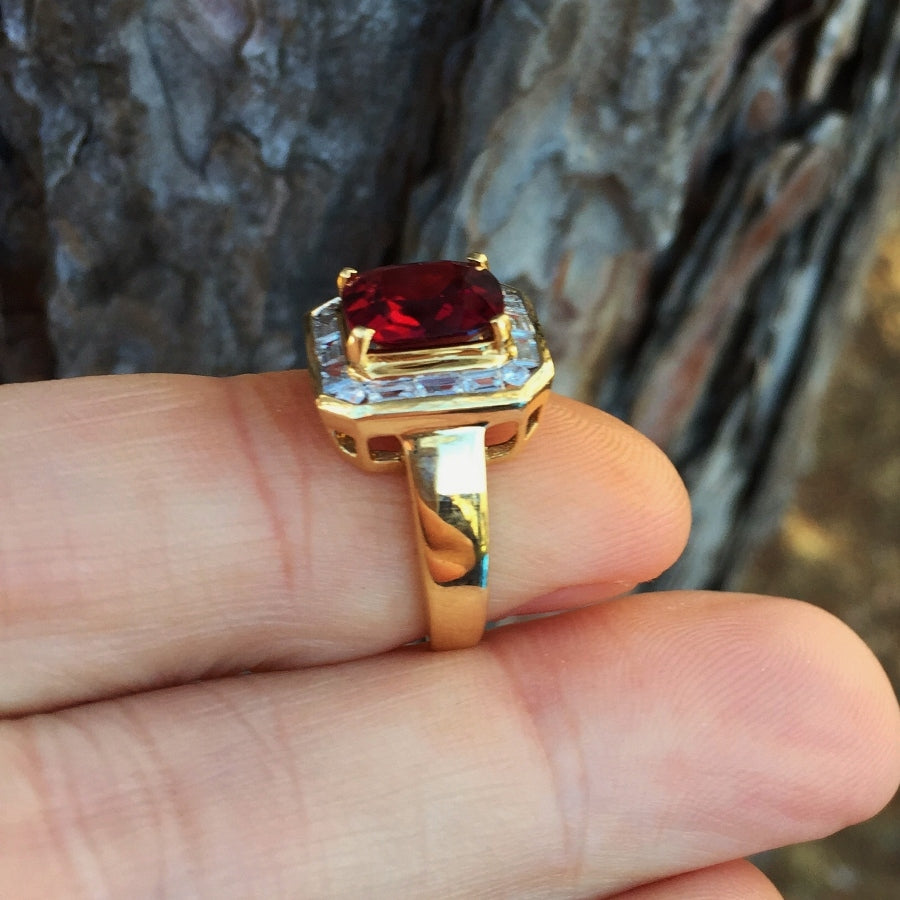 Quality! Natural Red Rubellite Tourmaline Diamond Ring 18kt