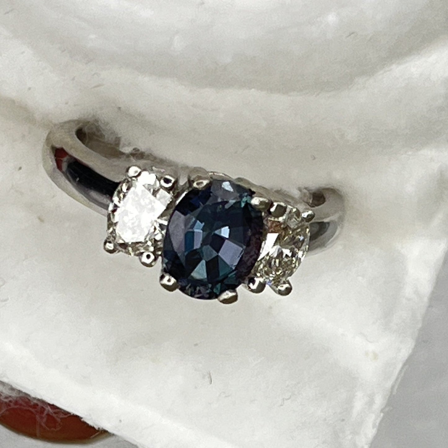 GIA Certified Natural 1.66 Carat Alexandrite Diamond Ring 14kt